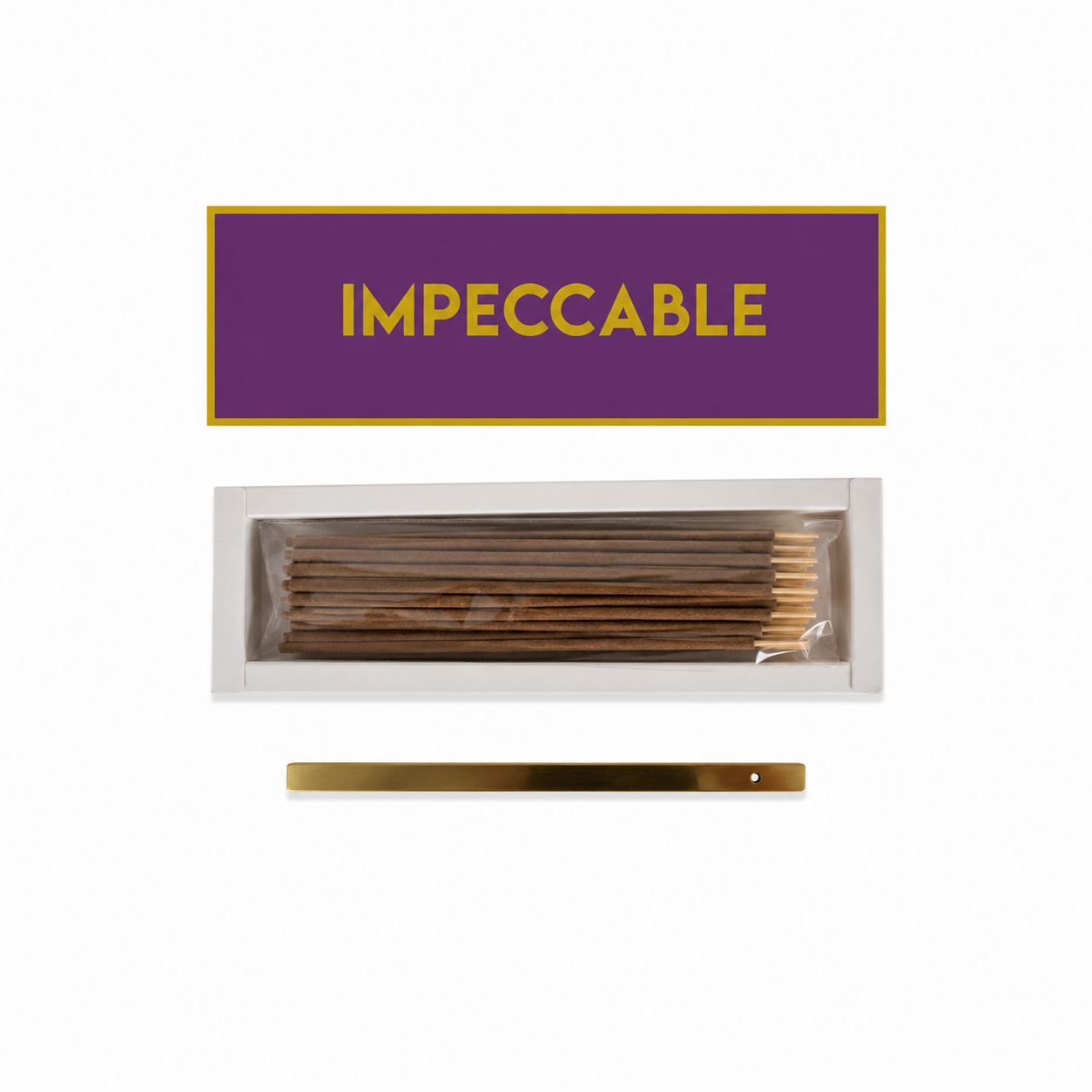 Purple Berry Incense Box with "Impeccable" Phrase + Holder