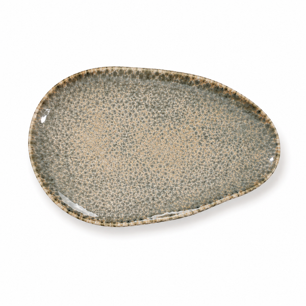 Bandeja Fuente Irregular Blanco Moteado Gris