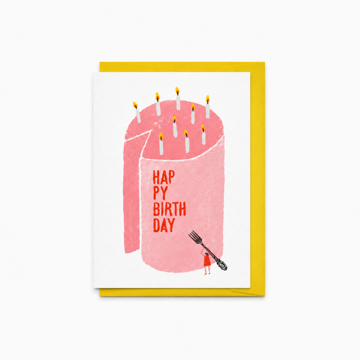 A6 Tarjeta o Postal con Sobre Cumpleaños Chica Cortando Tarta Happy Birthday