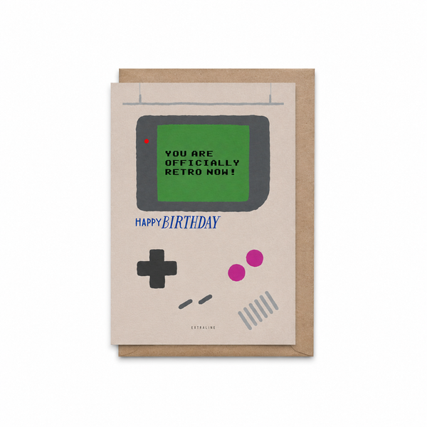 A6 Tarjeta o Postal con Sobre Cumpleaños Oficialmente Retro Nintendo Gameboy