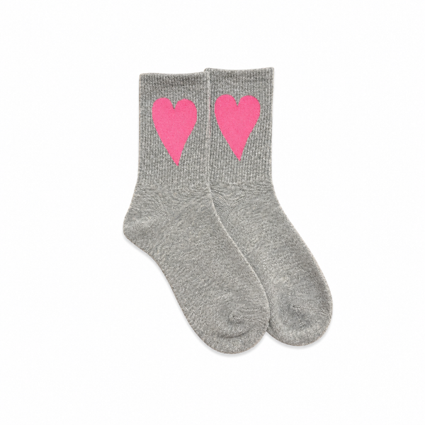 Calcetines Gris Corazón Rosa