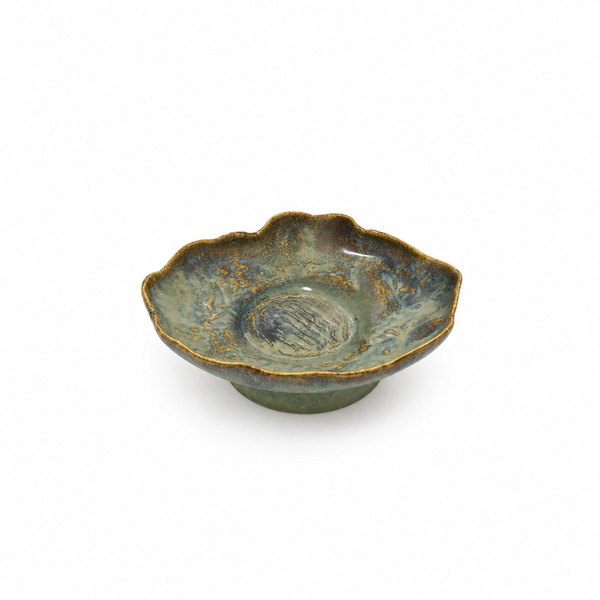 Bol Fuente Ensaladera Irregular Artesanal Azul