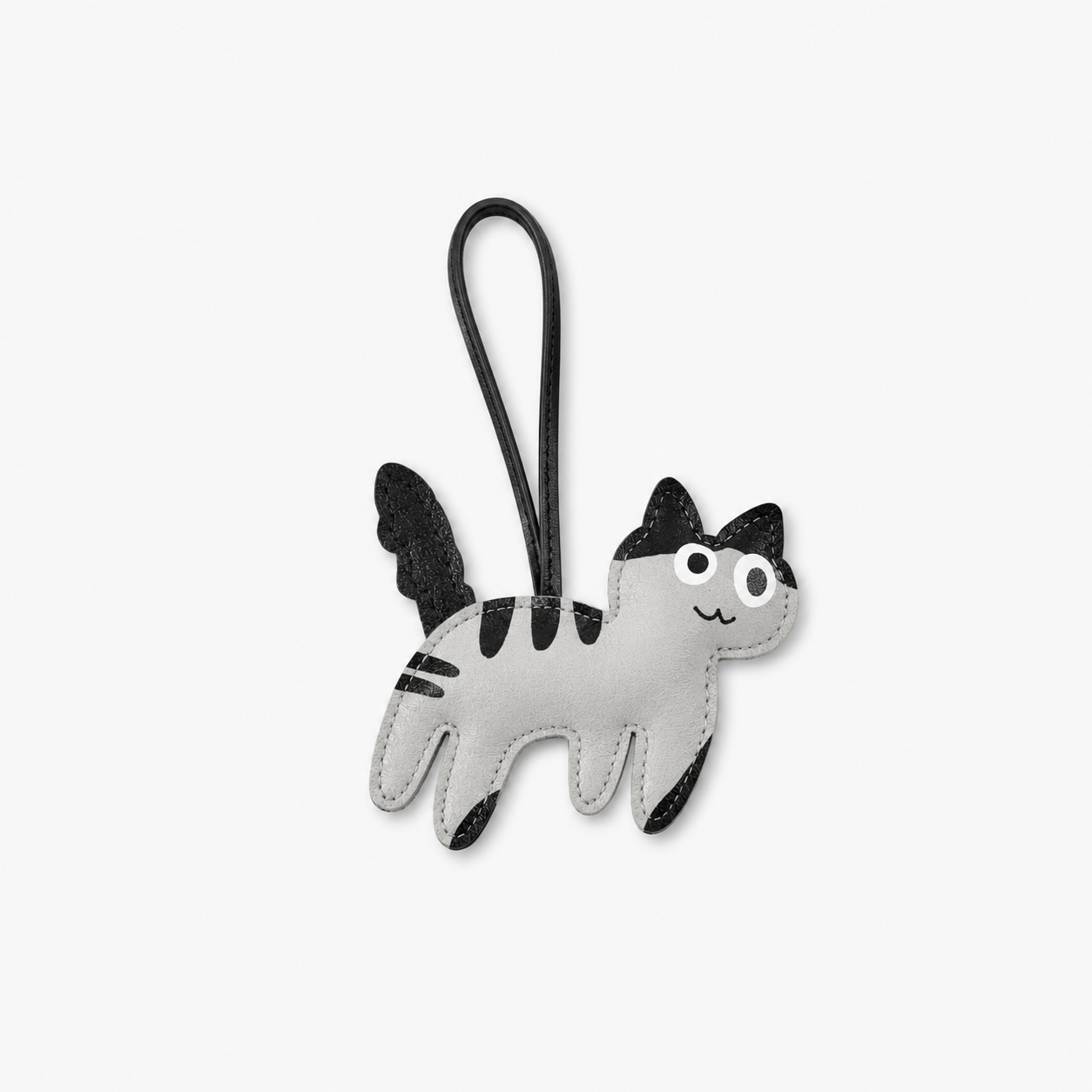 Grey Cat Charm Keychain