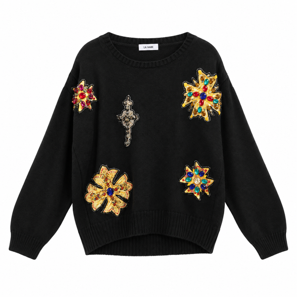Jersey Negro con Cruces Pedrería