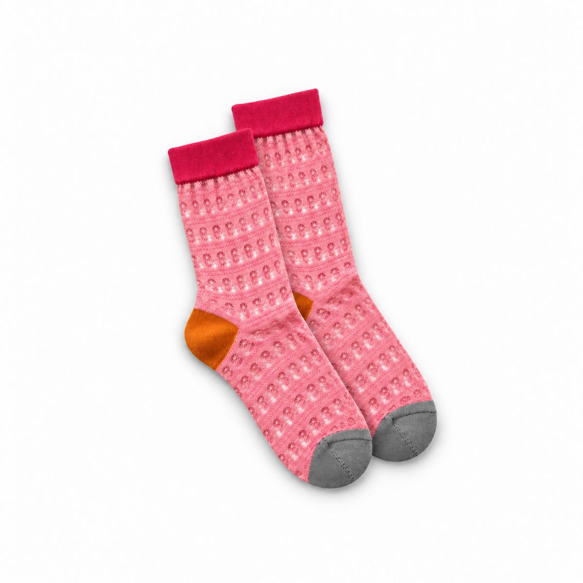 Calcetines Medias Transparentes Rosa con Naranja
