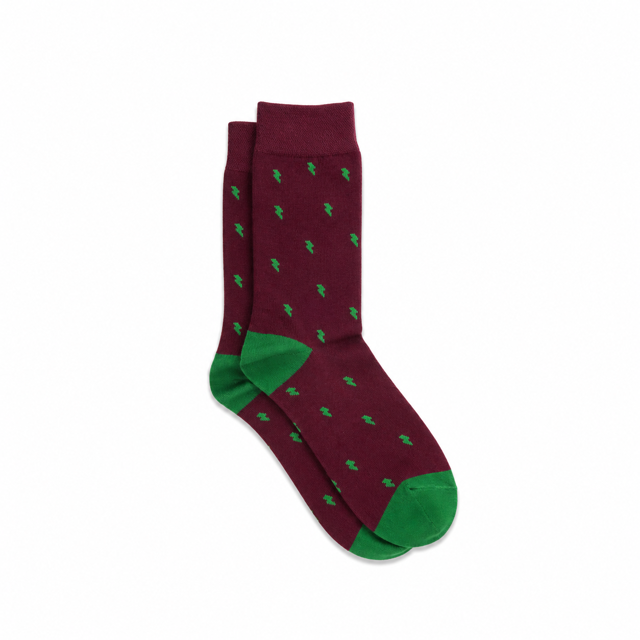 Calcetines Hombre Burdeos Rayos Verdes