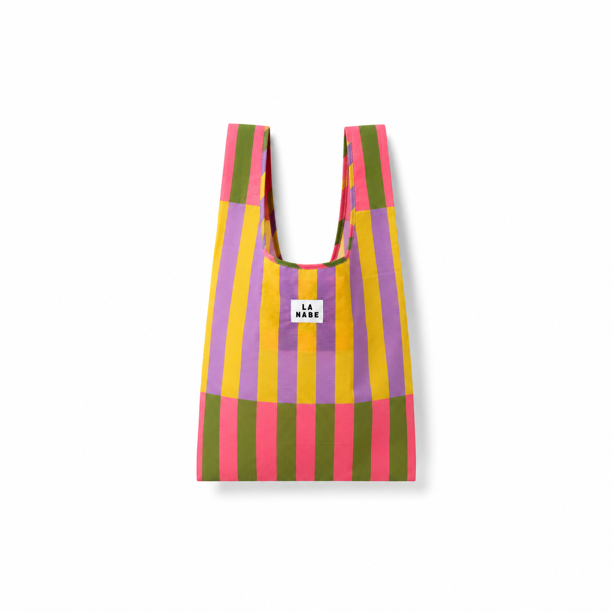 Bolsa Compra Plegable Rayas Multicolor Verde Oliva Morado
