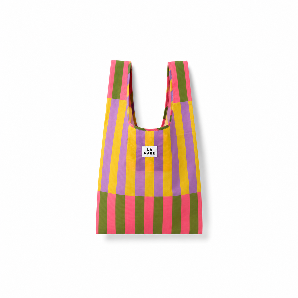 Bolsa Compra Plegable Rayas Multicolor Verde Oliva Morado