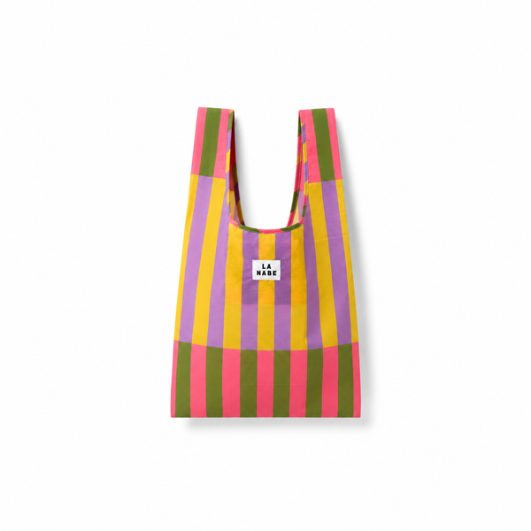 Bolsa Compra Plegable Rayas Multicolor Verde Oliva Morado