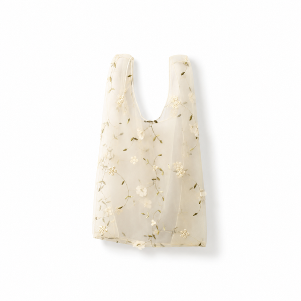 Bolsa Organza Transparente Flores Blancas