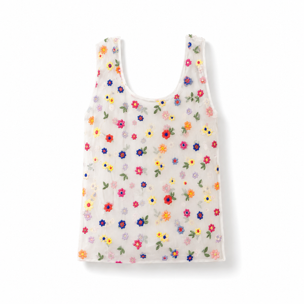 Bolsa Organza Transparente Flores Multicolor