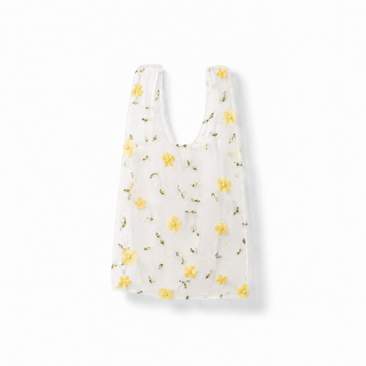 Bolsa Organza Transparente Flores Amarillas