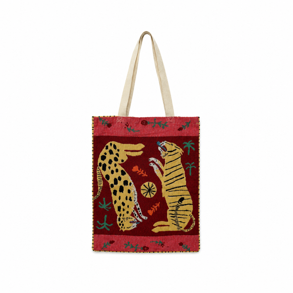 Bolsa Tote Estampado Tigres Fondo Rosa
