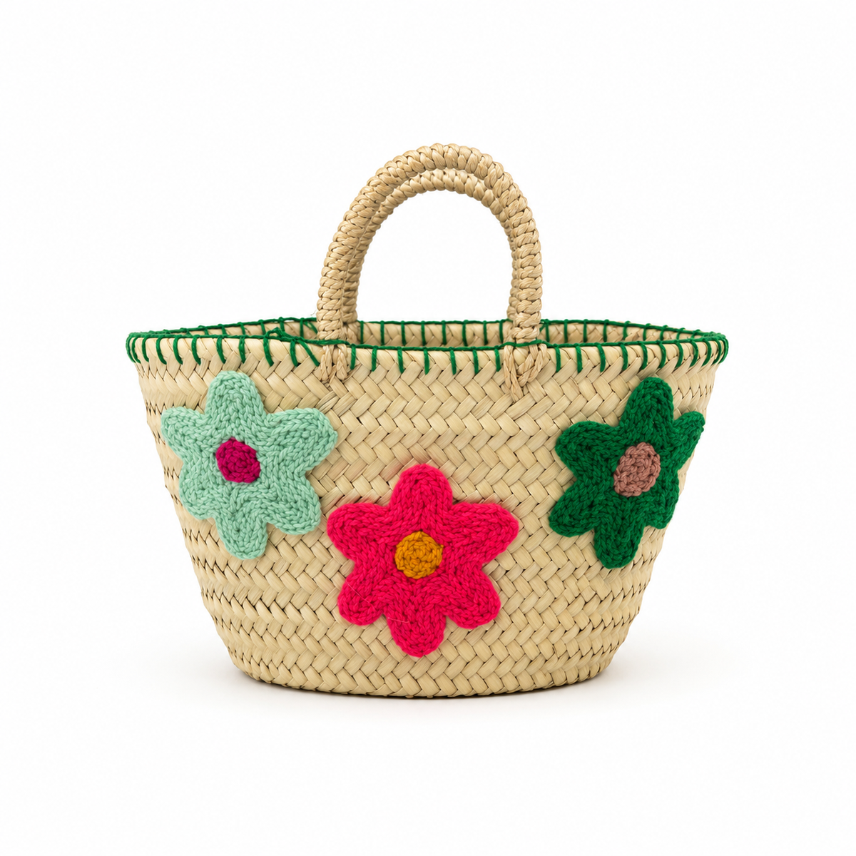 Bolso Capazo Tres Flores Bordadas