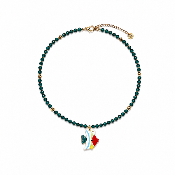 Collar Verde y Pez de Cristal