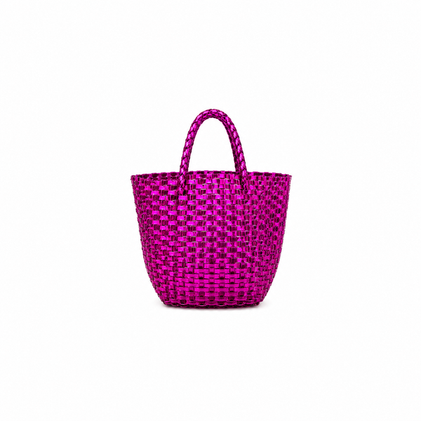 Bolso Trenzado Plástico Metalizado Fucsia