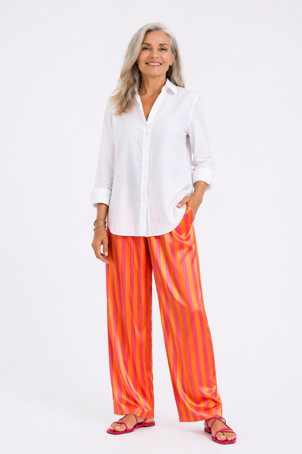 Pantalón Rayas Fucsia y Naranja