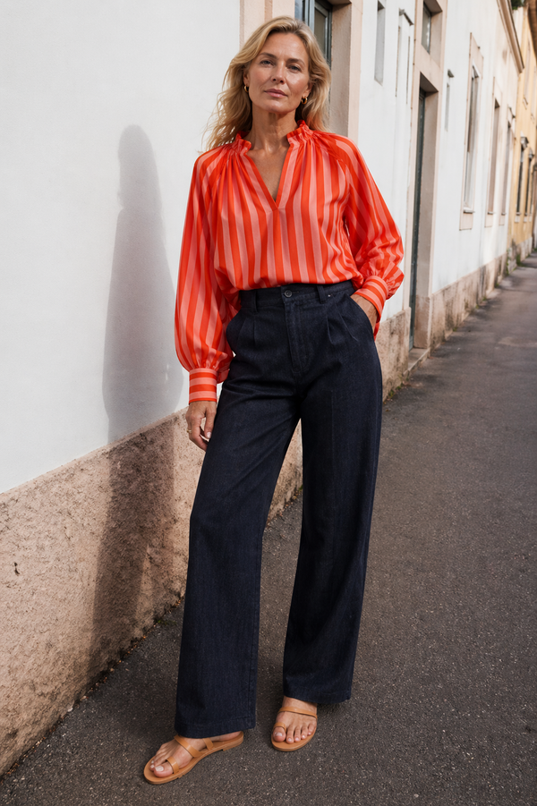 Blusa Rayas Rosa Naranja