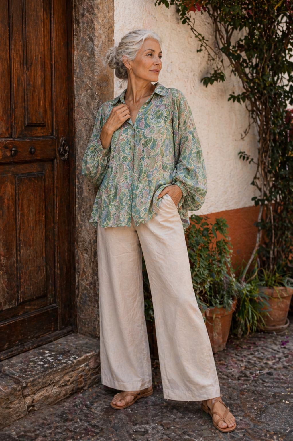 Blusa Estampada Cashmere Pasley Tonos Verdes