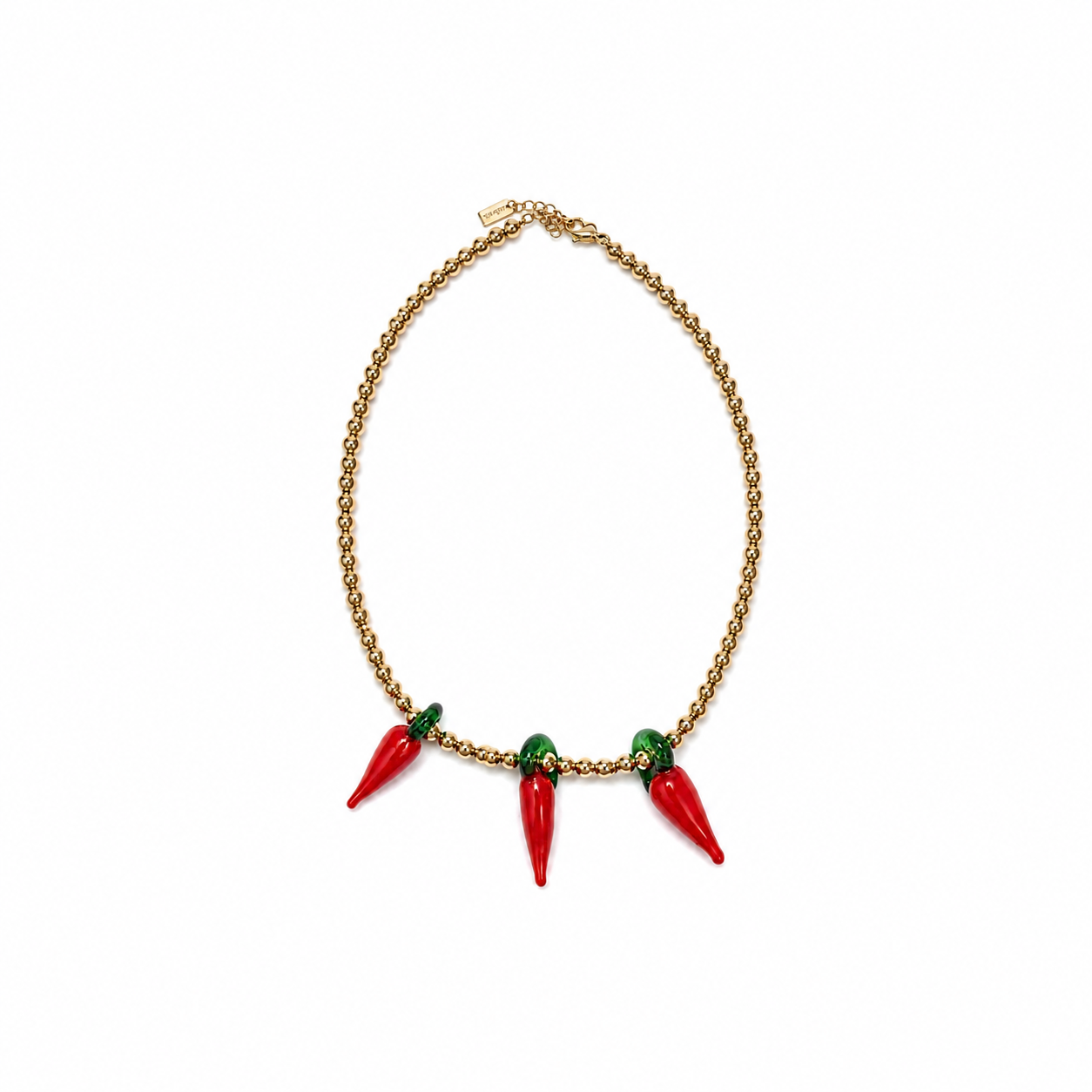 Collar Bolas Doradas con Tres Guindillas Vidrio
