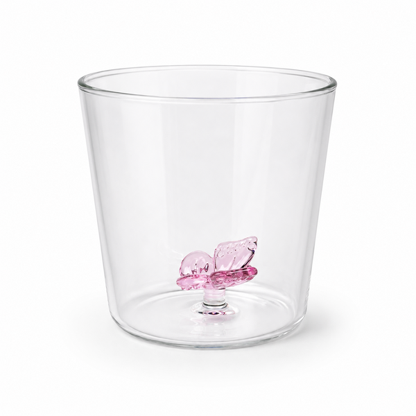 Vaso Vidrio Figura Dentro Mariposa Rosa
