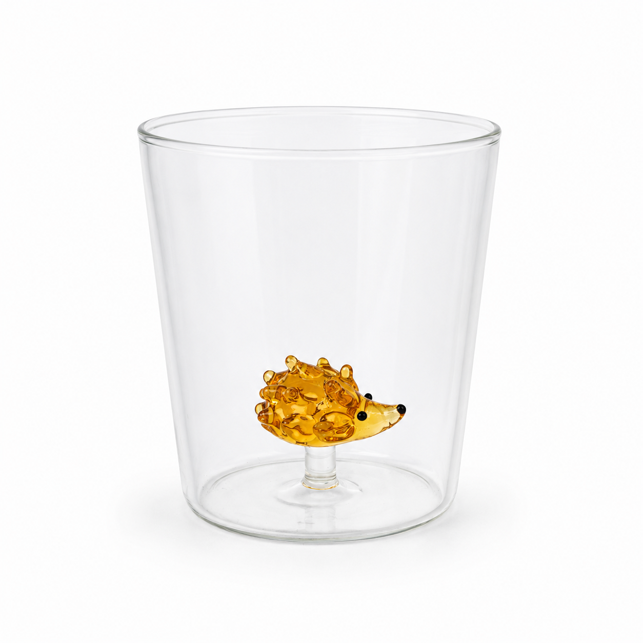 Glass Tumbler with Hedgehog Figure Inside