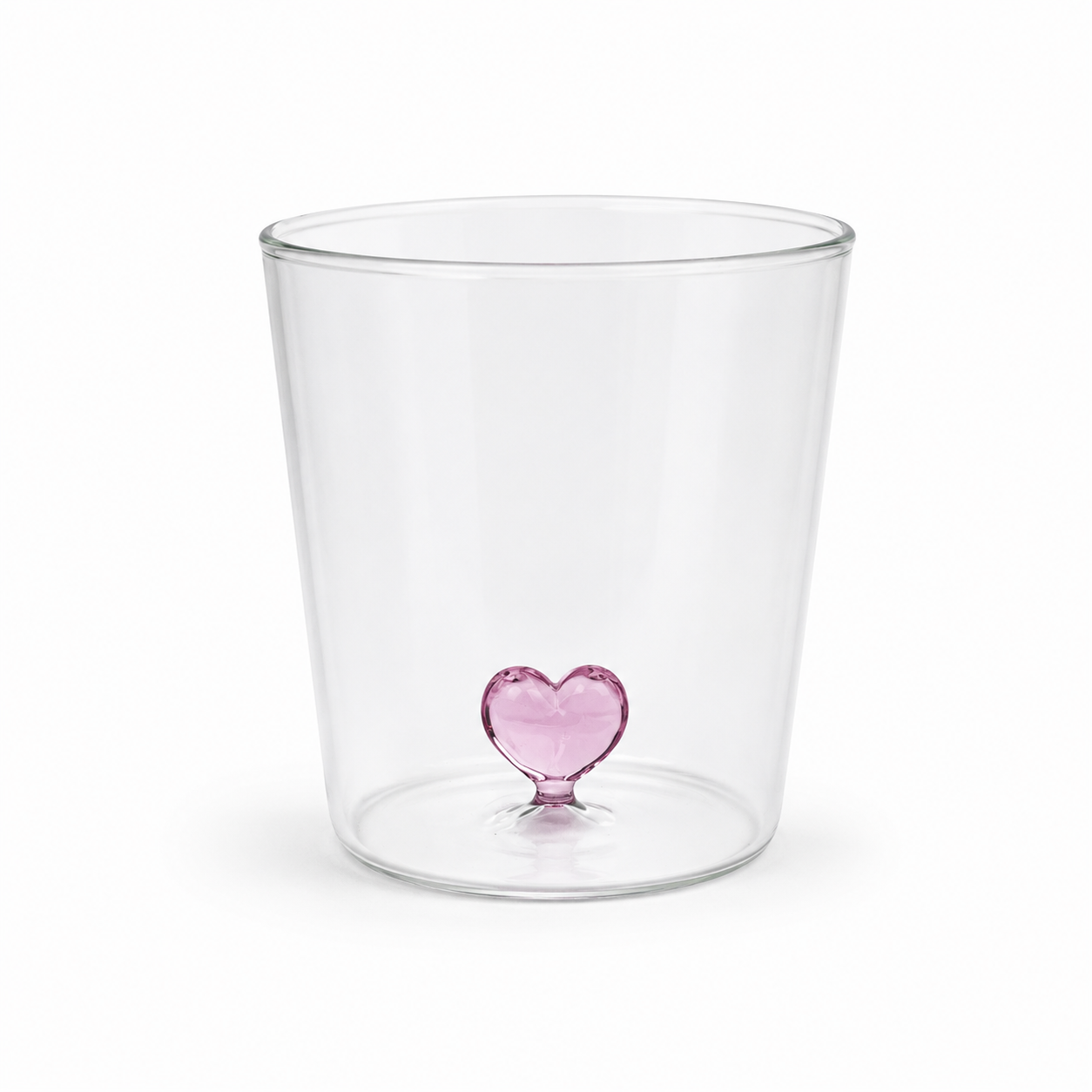 Glass Glass with Figure Inside - Pink Heart