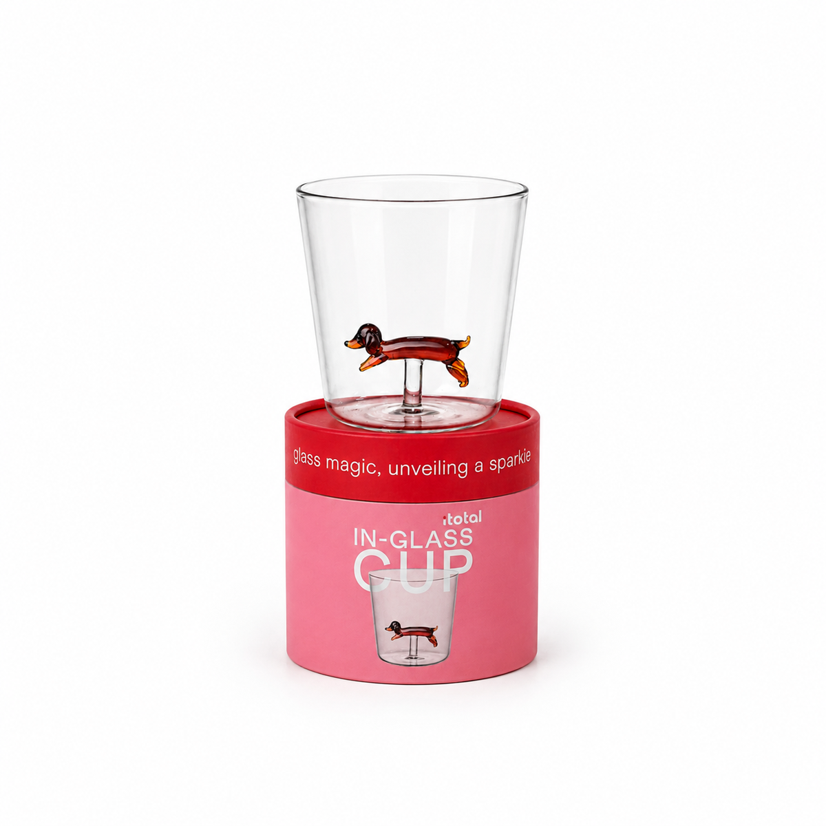 Vaso Vidrio Borosilicato con Figura Dentro Perro Salchicha Teckel