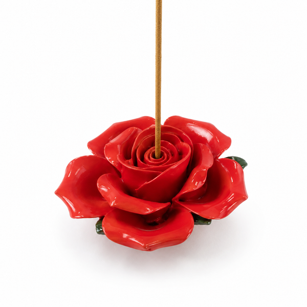 Portainciensos Flor Rosa Salmón de Porcelana