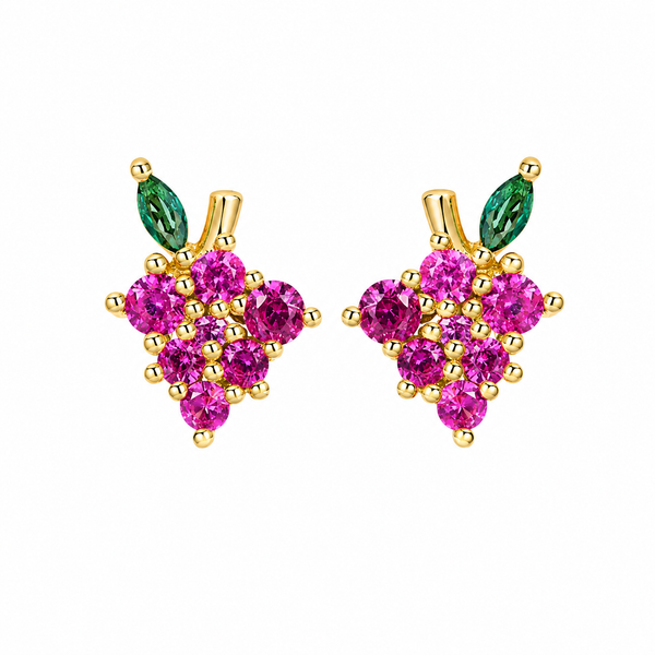 Mini Pendientes Uva Brillantes Dorado