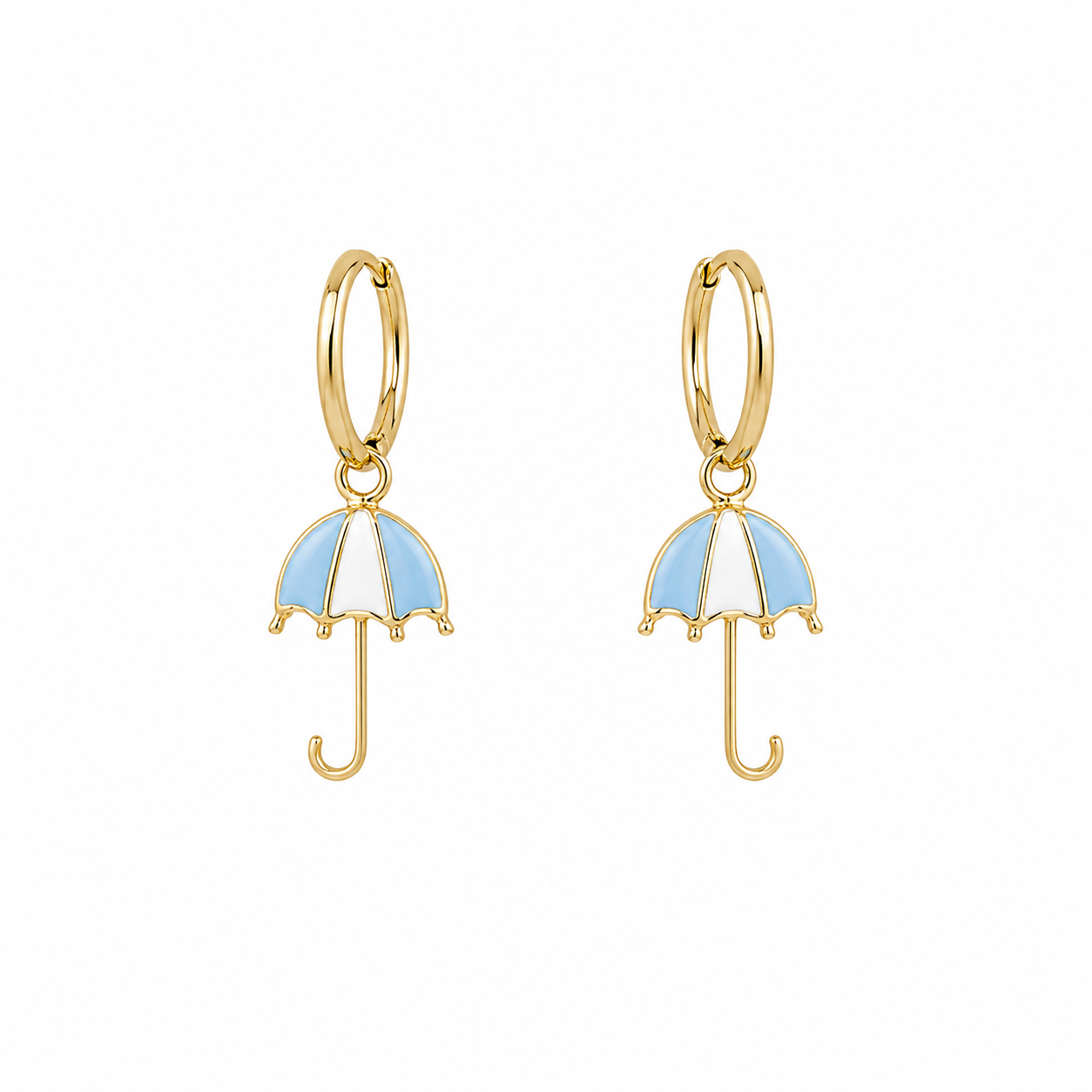 Mini Pendientes Paraguas Rayas Azul y Blanco