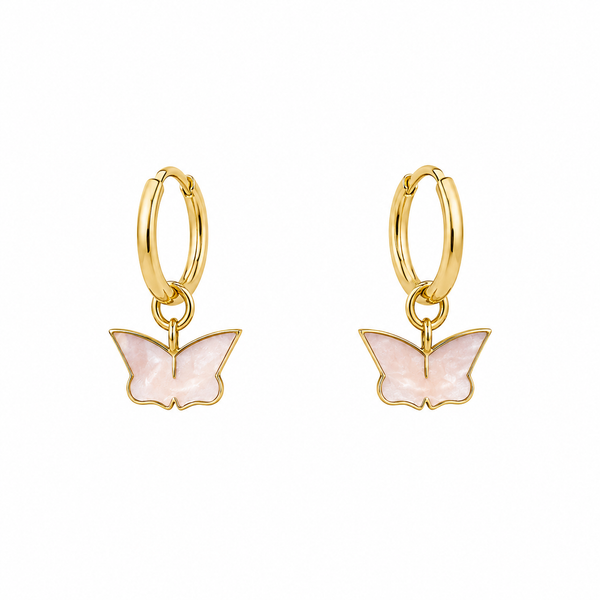 Mini Pendientes Mariposa Blanca Nacarada
