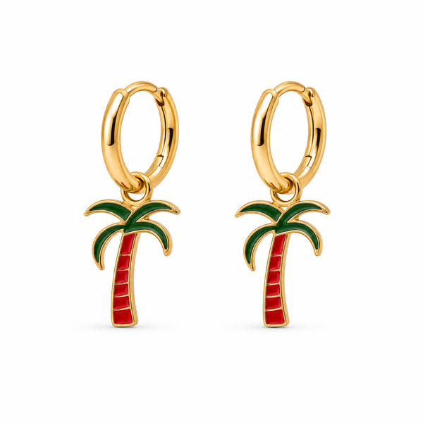 Mini Pendientes Aro Palmera Esmalte