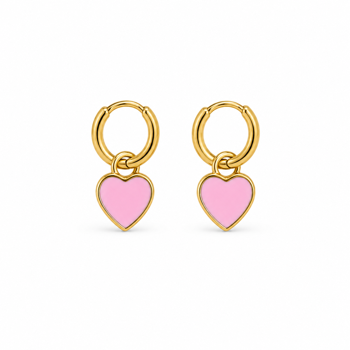 Mini Pendientes Candado Corazón Rosa