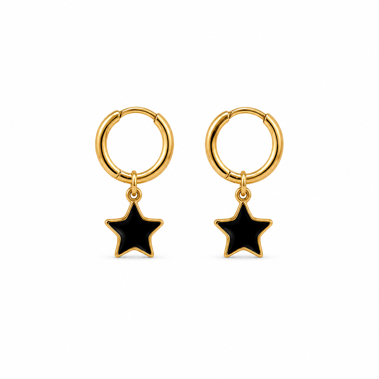 Mini Pendientes Estrella Negra Plana