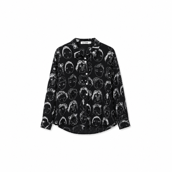 Camisa o Blusa Negra con Caras
