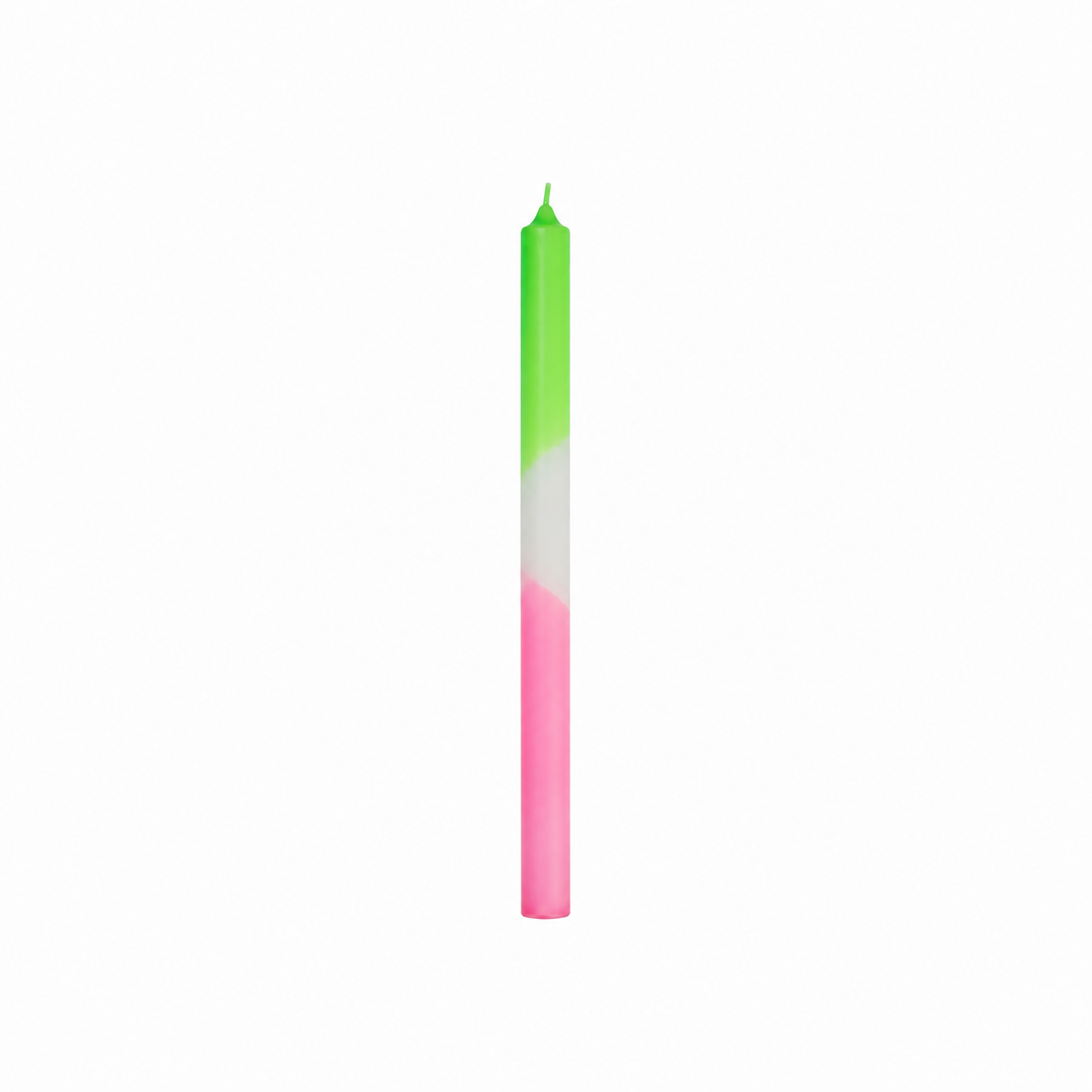 Fuchsia White Green Ombre Taper Candle