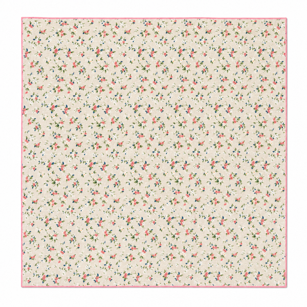 Pañuelo Algodón Fondo Gris Flores Borde Rosa
