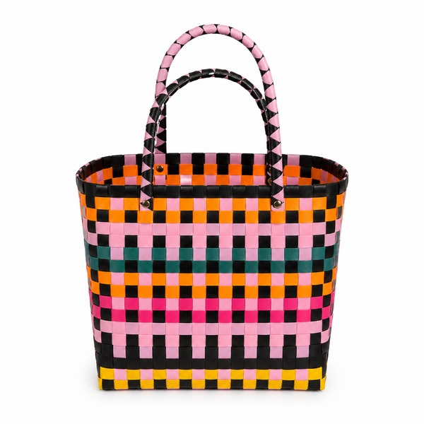 Bolso Plástico Trenzado Rosa