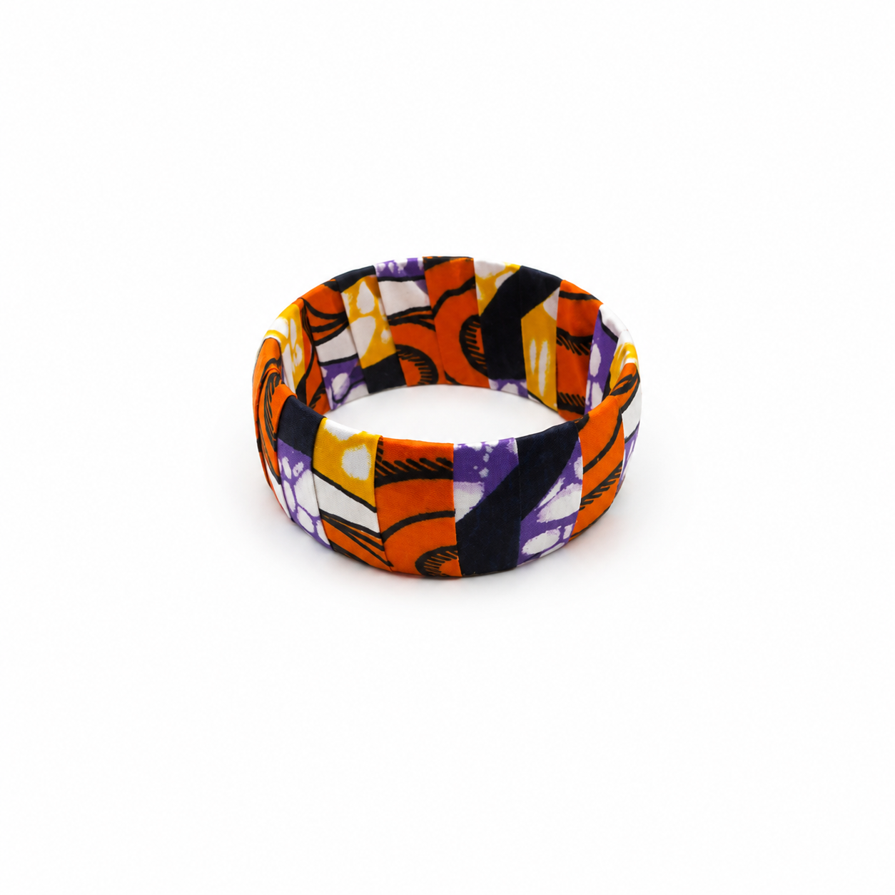 Pulsera Brazalete Tela Wax Africana Naranja Ancho