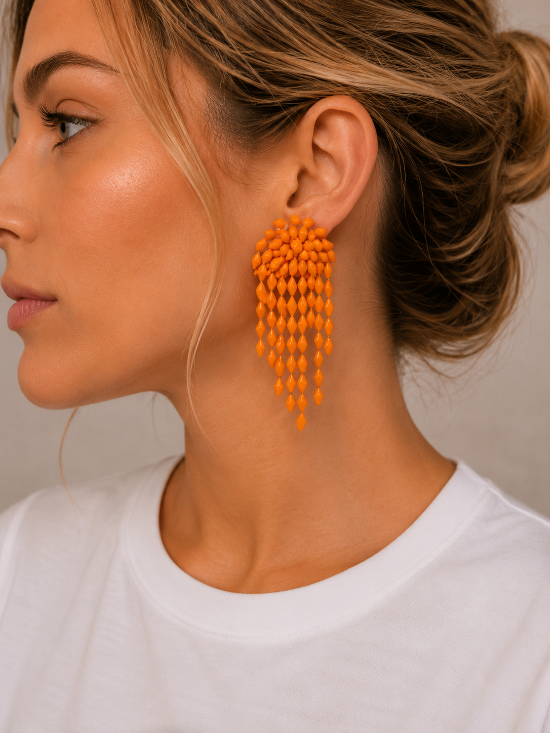 Pendientes Cascada Tiras Naranja