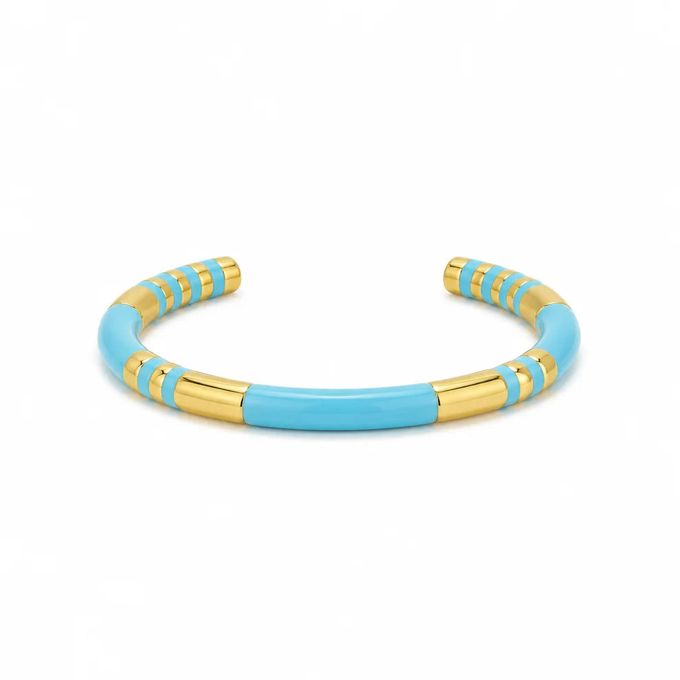 Brazalete Metal Esmaltado con Rayas Doradas