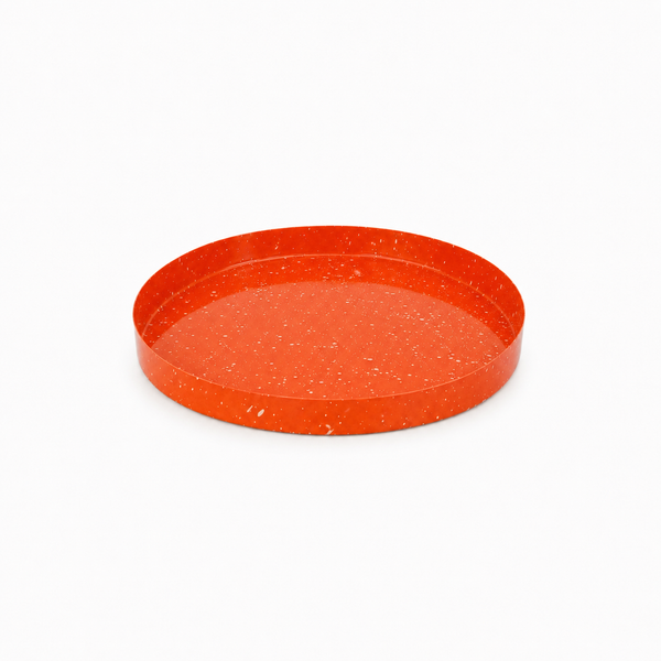 Bandeja Redonda Naranja Moteado Pintada a Mano
