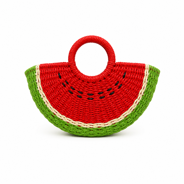 Bolso Capazo Yute Forma de Sandía con Forro