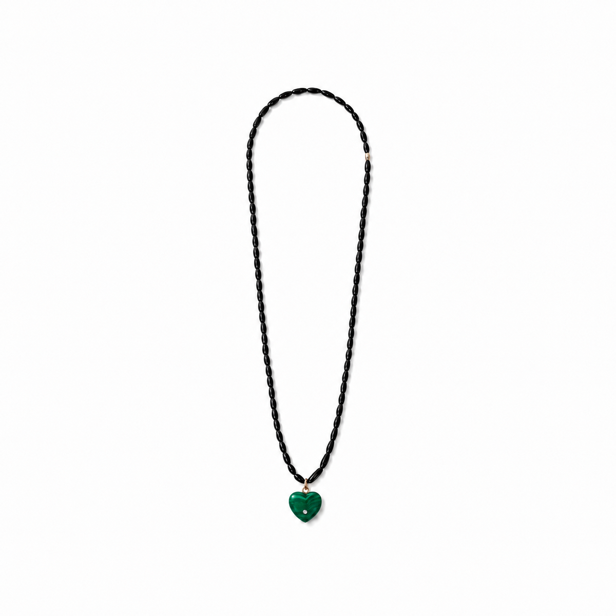 Collar Cuentas Madera Negra Corazón
