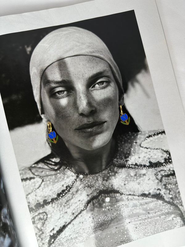 Mini Pendientes Tulipán Azul