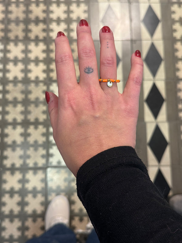 Anillo Elástico Cuentas Naranja