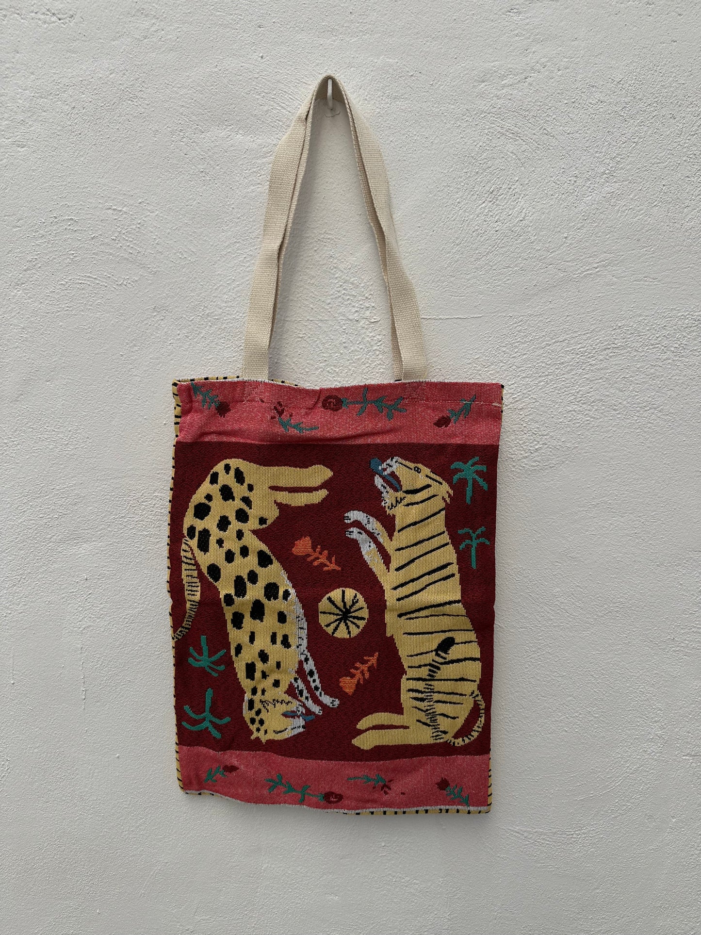 Bolsa Tote Estampado Tigres Fondo Rosa