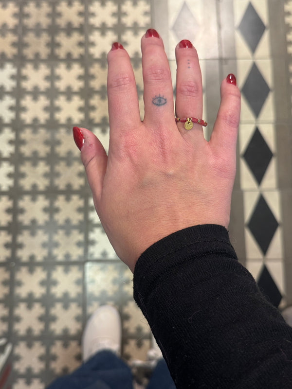 Anillo Elástico Cuentas Rojo