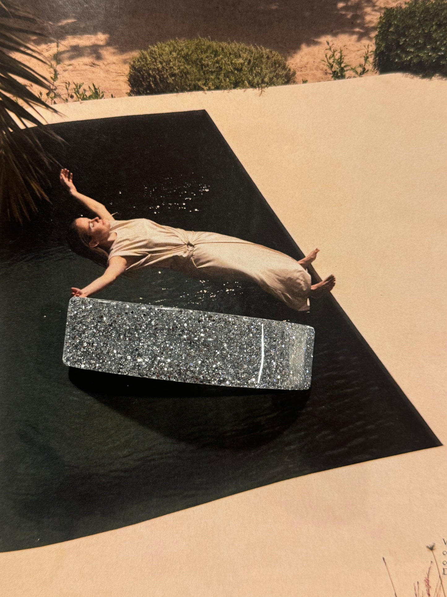 Pasador Rectangular Purpurina Plateado